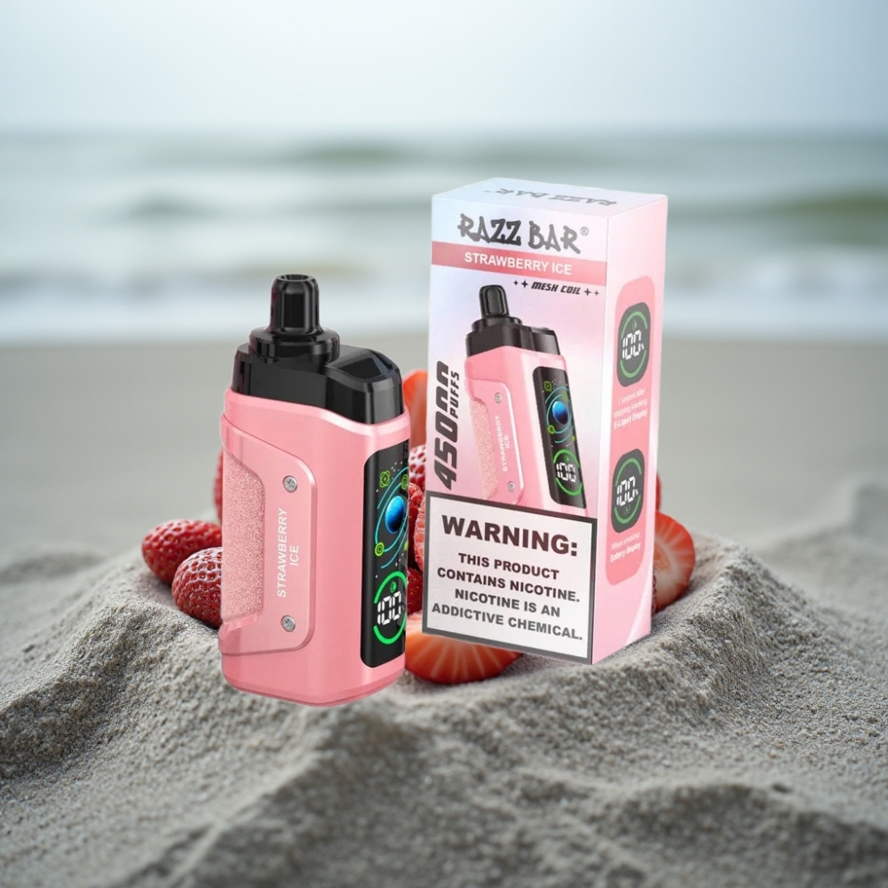 Razz Bar 45000 Puffs Disposable Vape Truskawkowy Lód 10 Ohm Przepływ Powietrza Typ-C