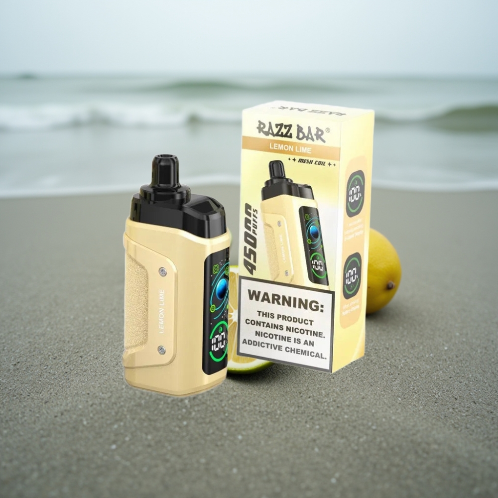 Razz Bar 45000 Puffs Jednorazowe E-papierosy Cytrynowo-Limonkowe 10 Ohm Mesh Typ-C