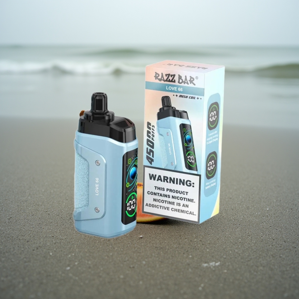 Razz Bar 45000 Puffs Jednorazowy E-papieros Miłość 66 10 Ohm Mesh Typ-C 20 mg/ml