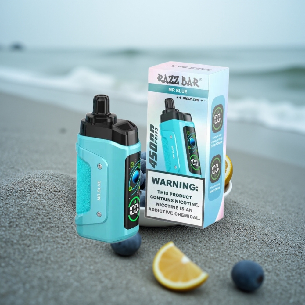 Razz Bar 45000 Puffs Jednorazowy E-papieros Pan Niebieski 10 Ohm Typ-C 20 mg/ml