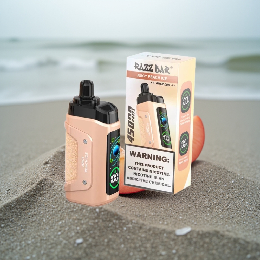 Razz Bar 45000 Puffs Jednorazowy E-papieros Soczysta Brzoskwinia Lód 650 mAh Type-C