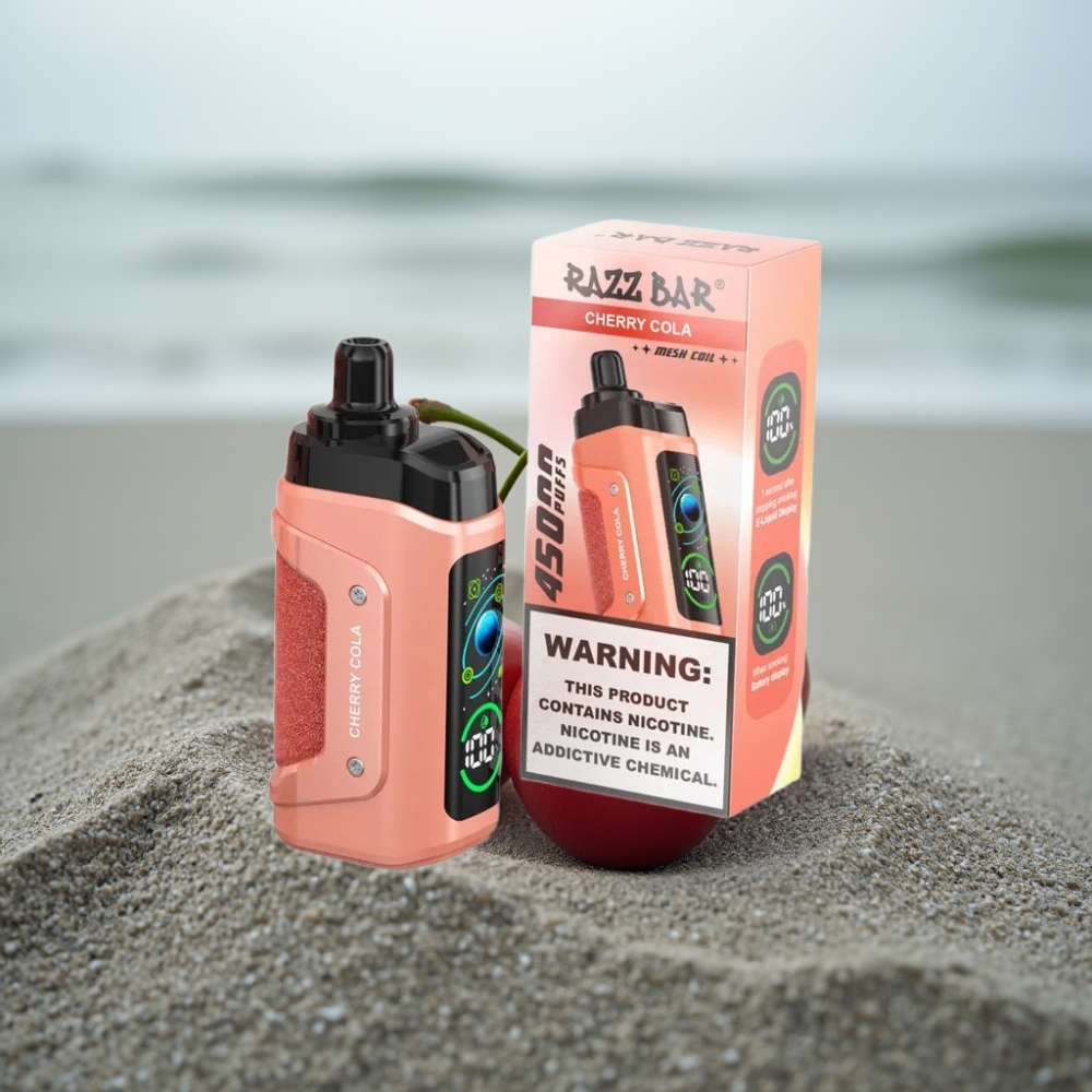 Razz Bar 45000 Puffs Jednorazowy E-papieros Wiśnia Cola 10 Ohm Mesh Regulowany Ciąg 650 mAh Type-C