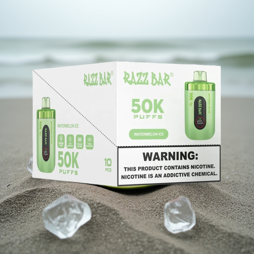 Razz Bar 50K Puffs Disposable Vape Arbuzowy Lód 650mAh Typ-C 2 Nikotyny