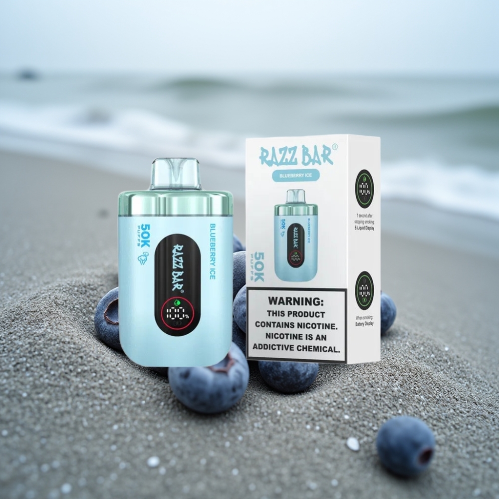 Razz Bar 50K Puffs Disposable Vape Borówka Lód – 50000 Puffów 10 Ohm 650 mAh Type-C