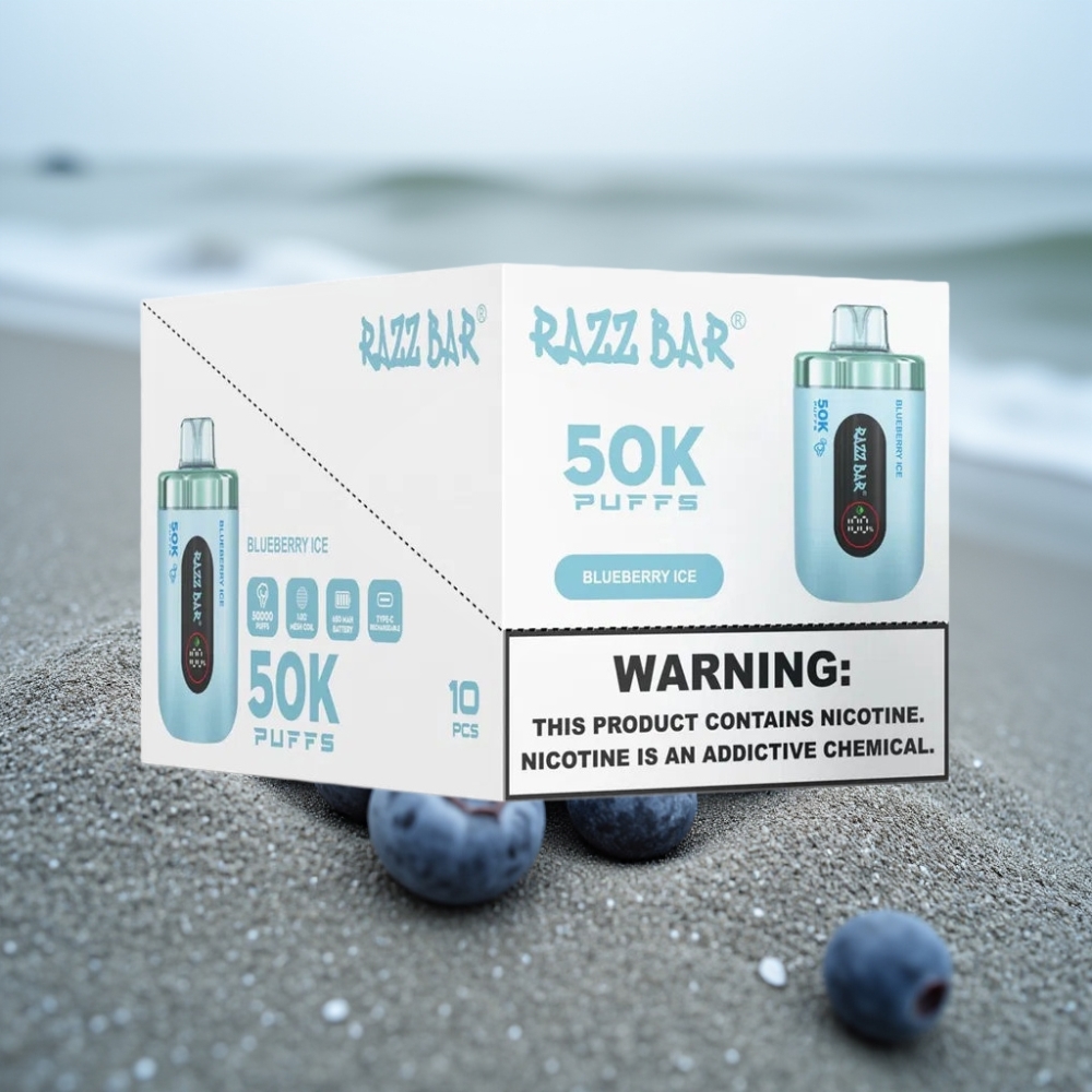 Razz Bar 50K Puffs Disposable Vape Borówka Lód – 50000 Puffów 10 Ohm 650 mAh Type-C