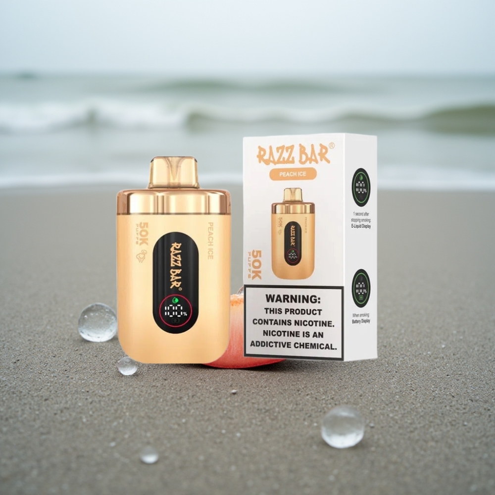 Razz Bar 50K Puffs Disposable Vape Brzoskwiniowy Lód Typ-C 2 Nikotyny 650mAh