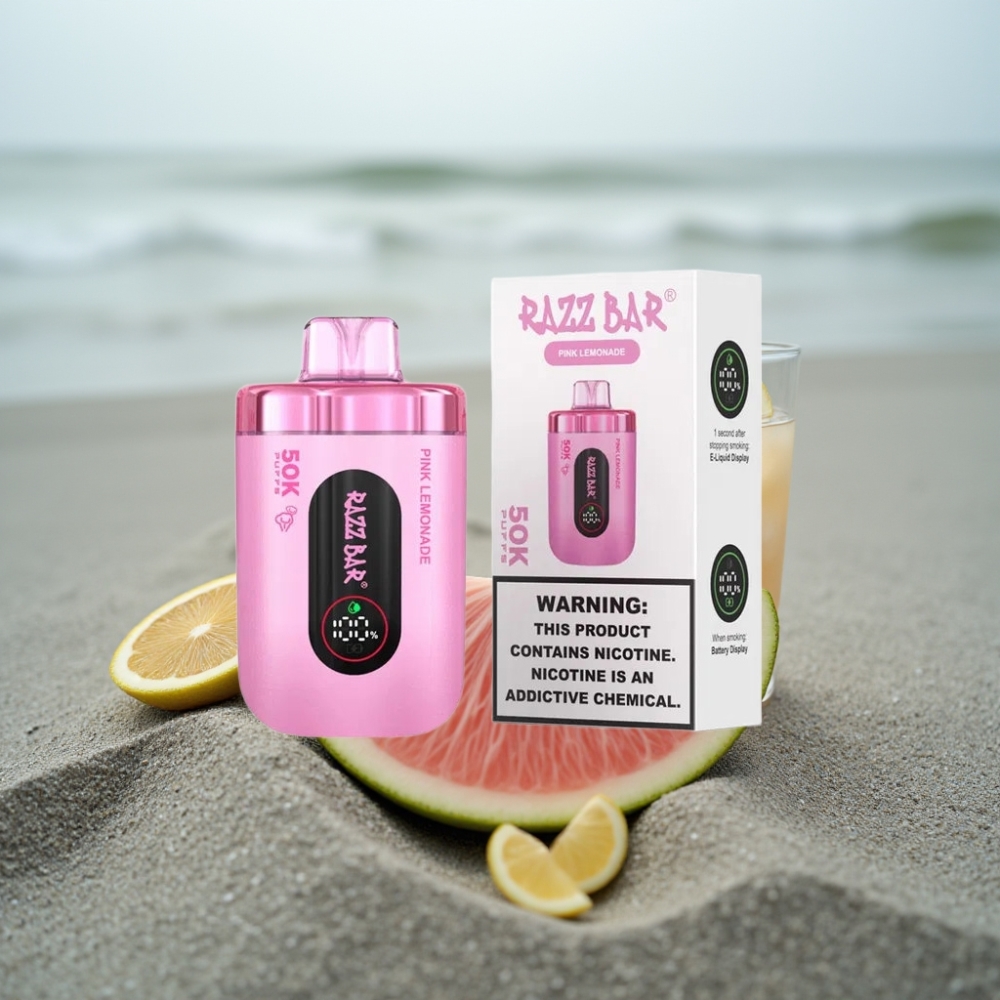 Razz Bar 50K Puffs Disposable Vape Różowa Lemoniada Mesh 10 Ohm Typ-C 2 Nikotyny
