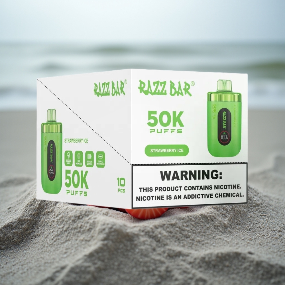 Razz Bar 50K Puffs Disposable Vape Truskawkowy Lód – 50000 Puffs 650 mAh Typ-C