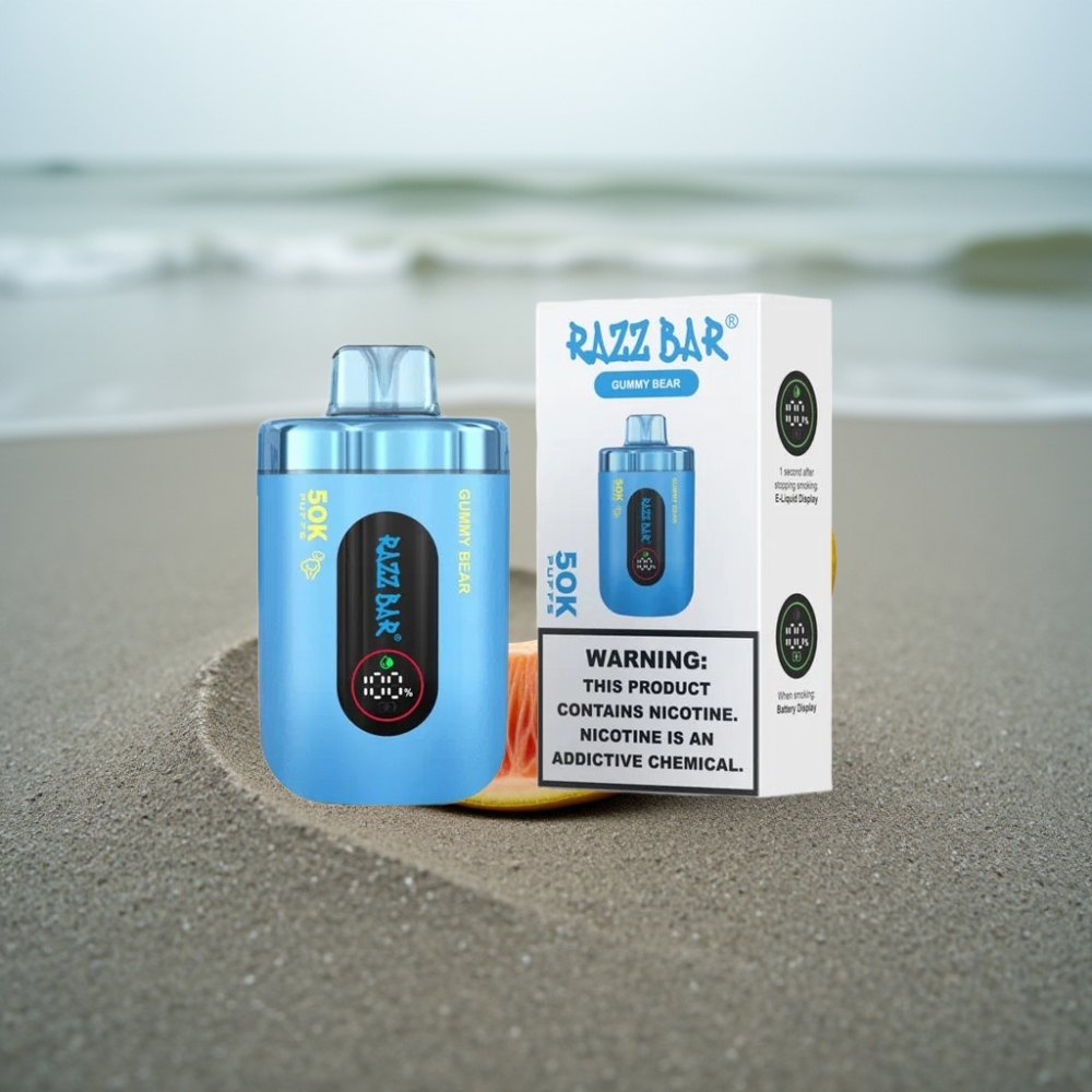 Razz Bar 50K Puffs Disposable Vape Żelkowy Miś 10 Ohm Mesh 650mAh Type-C