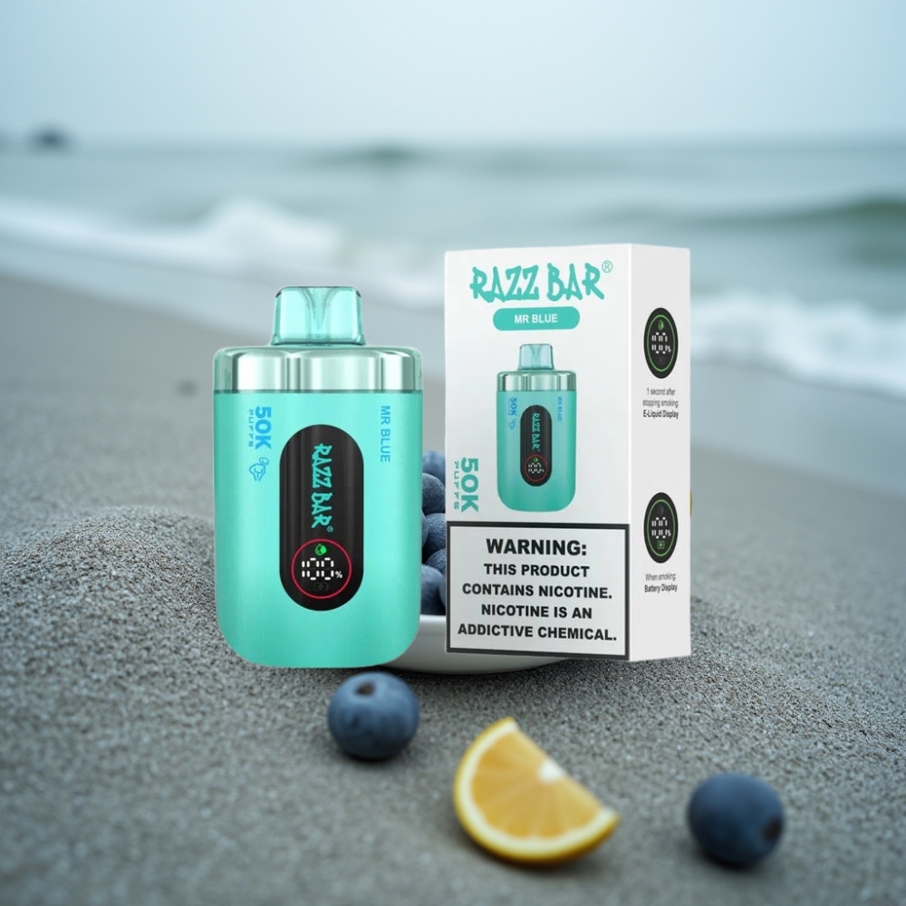 Razz Bar 50K Puffs Jednorazowy E-papieros Pan Niebieski Typ-C 650 mAh 2 Nikotyny