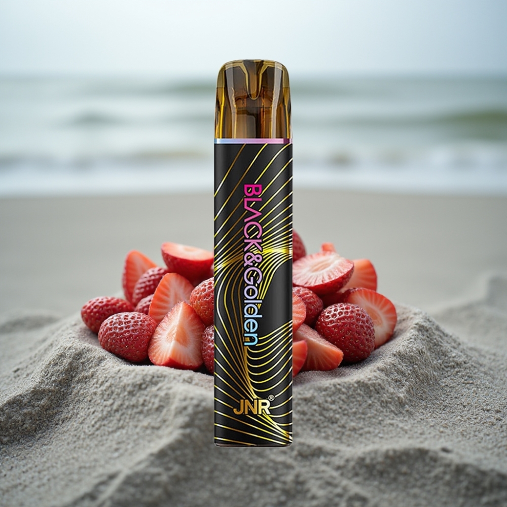 JNR Black&Golden 800 Puffs Disposable Vape Truskawkowy Lód, 550mAh, 2ml, TPD, 2% Nikotyny