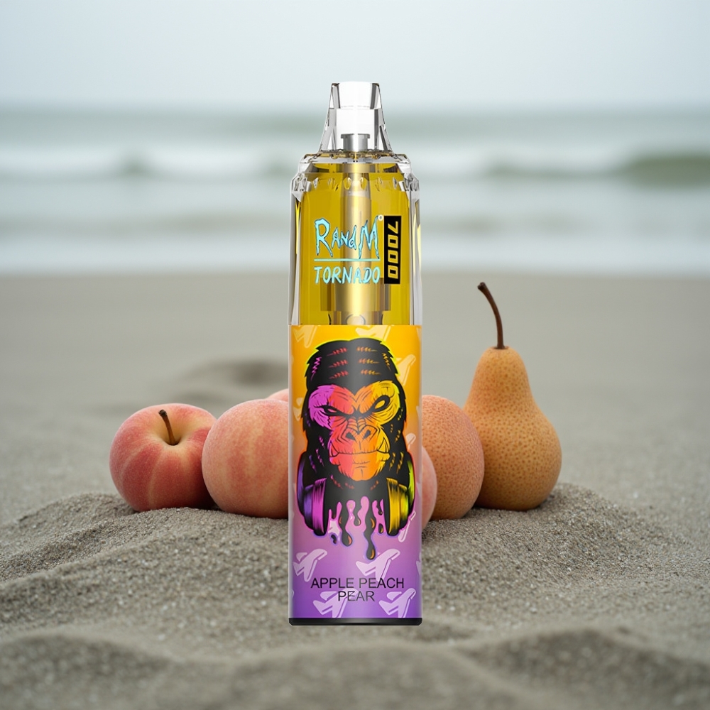RandM Fumot Tornado 7000 Puffs Jednorazowy E-papieros Jabłko Brzoskwinia Gruszka, 14 ML, 850 MAH, Mesh, Type-C, RGB, 0-5% Nikotyna